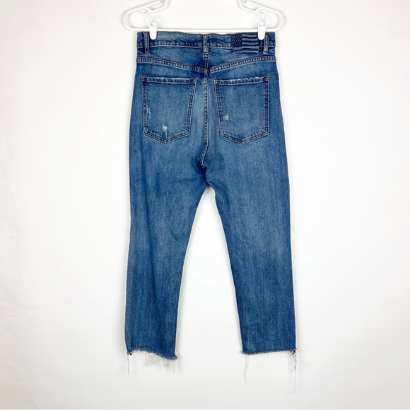 Revice Denim High Waisted Frayed Hem Ankle Cropped Jeans Distressed Size 30 - Picture 5 of 10